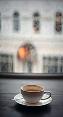 cup of cappuccino, rain fall
