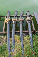Water pipes to drain the lake