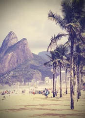 Fotobehang Retro toned picture of tropical beach in Rio de Janeiro, Brazil. © MaciejBledowski