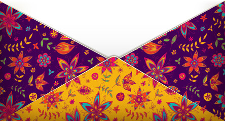 Template of greeting card with floral pattern