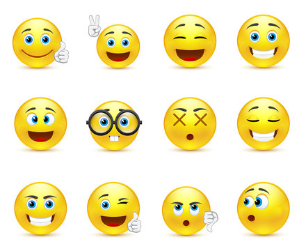 smiley faces images expressing different emotions
