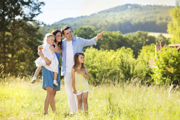 Happy family in nature