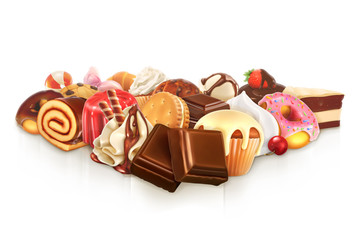 Chocolate, confectionery vector illustration
