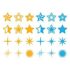 Stars yellow and blue stars icons set