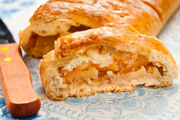 slice of an apple strudel on the table