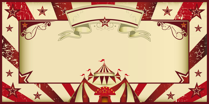 Red vintage circus invitation