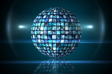 Sphere of digital screens in blue