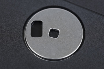 Floppy disk macro close up.