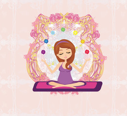 Yoga girl in lotus position