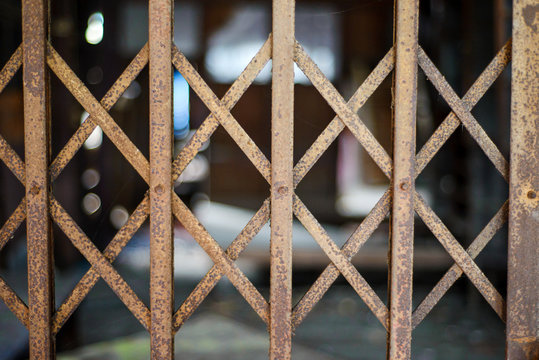 old rusty iron slide door