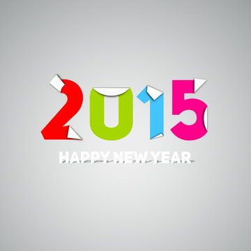 Original Happy New Year 2015 card, vector illustration with pape