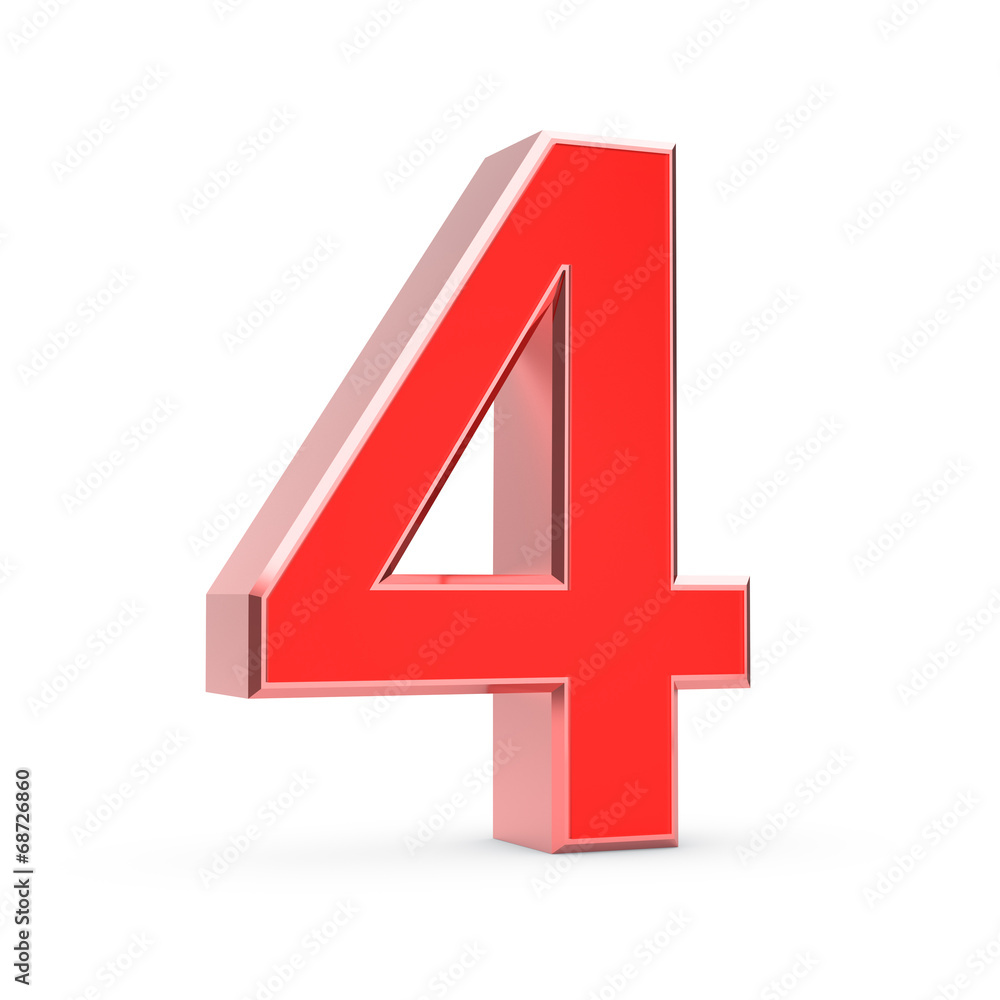 Poster metal big red 3d number on white - isolated with clipping path