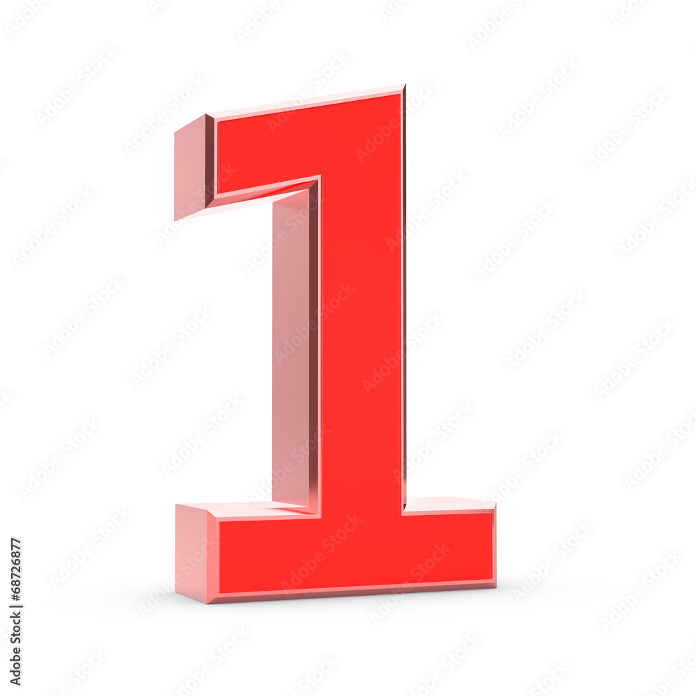 Poster metal big red 3d number on white - isolated with clipping path