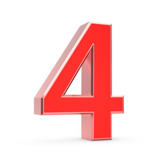 Obraz premium Metal big red 3D number on white - isolated with clipping path