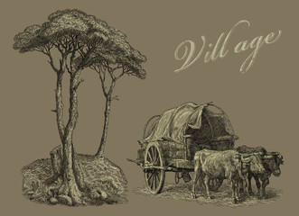 Naklejka premium Village illustration