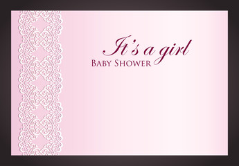 Baby shower invitation for girl with imitation of lace