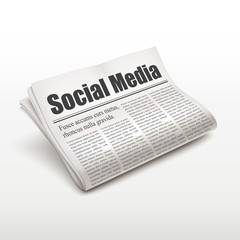 social media words on newspaper