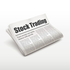 stock trading words on newspaper