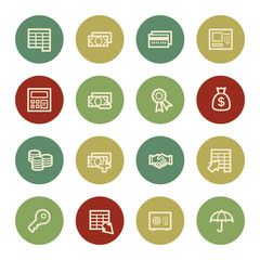 Finance and Banking web icons, vintage color