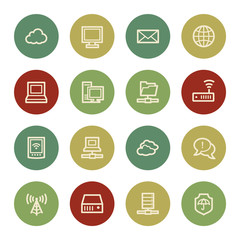 Cloud computing & internet web icons, vintage color