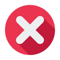 Fototapeta premium Single flat close vector icon, icon with long shadow.