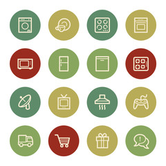 Home appliances web icons, vintage color