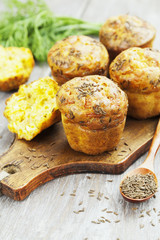 Cupcakes with cheese, dill and cumin