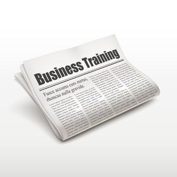 business training words on newspaper