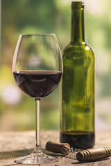 Wine glass and bottle