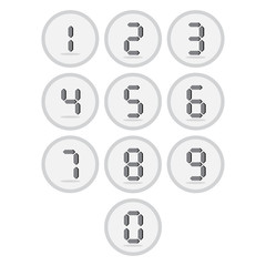 Vector of flat icon, digital number set on isolated background