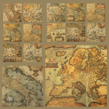 antique maps collage