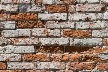 Background of red brick wall pattern texture.
