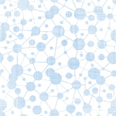Blue molecules testile texture seamless pattern background