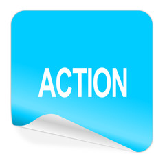 action blue sticker icon