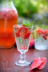 cold fresh lemonade drink with strawberry