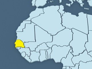 Naklejka premium Map of worlds. Senegal.