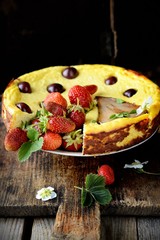 cheese cake  on wooden table. Selective focus