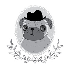 Pug from black-and-white cinema