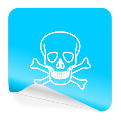 skull blue sticker icon