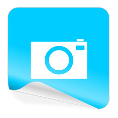 camera blue sticker icon