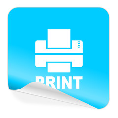 printer blue sticker icon