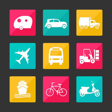 vivid color collection transport icons