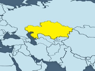 Obraz premium Map of worlds. Kazakhstan.