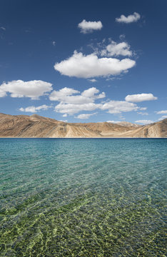 Lake in mountains with transparent water