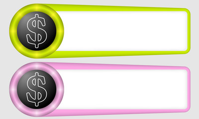 Obraz premium green and purple frames for any text with dollar symbol