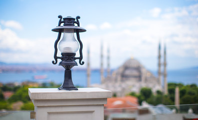 Beautiful view of the Blue Mosque from hotel terrace