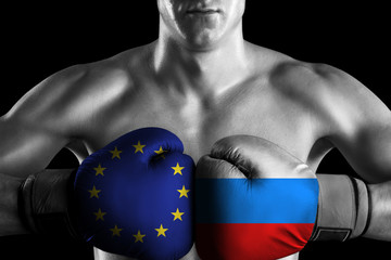 B&W fighter with EU and Russia color gloves