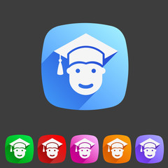 Student in graduation cap, flat icon