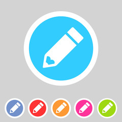 Flat pencil icon, colorful icon