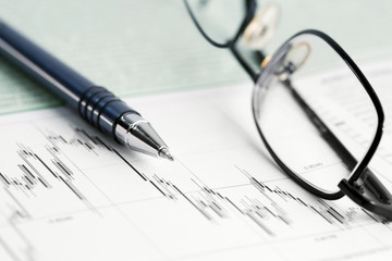 Stock market graphs and charts